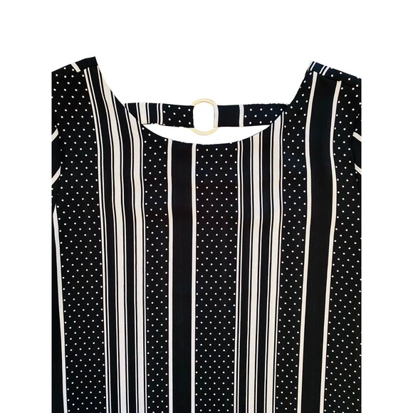 Emilio Pepe Top Women’s Flutter Puff Sleeves Blouse Black White Size Medium - Picture 3 of 10